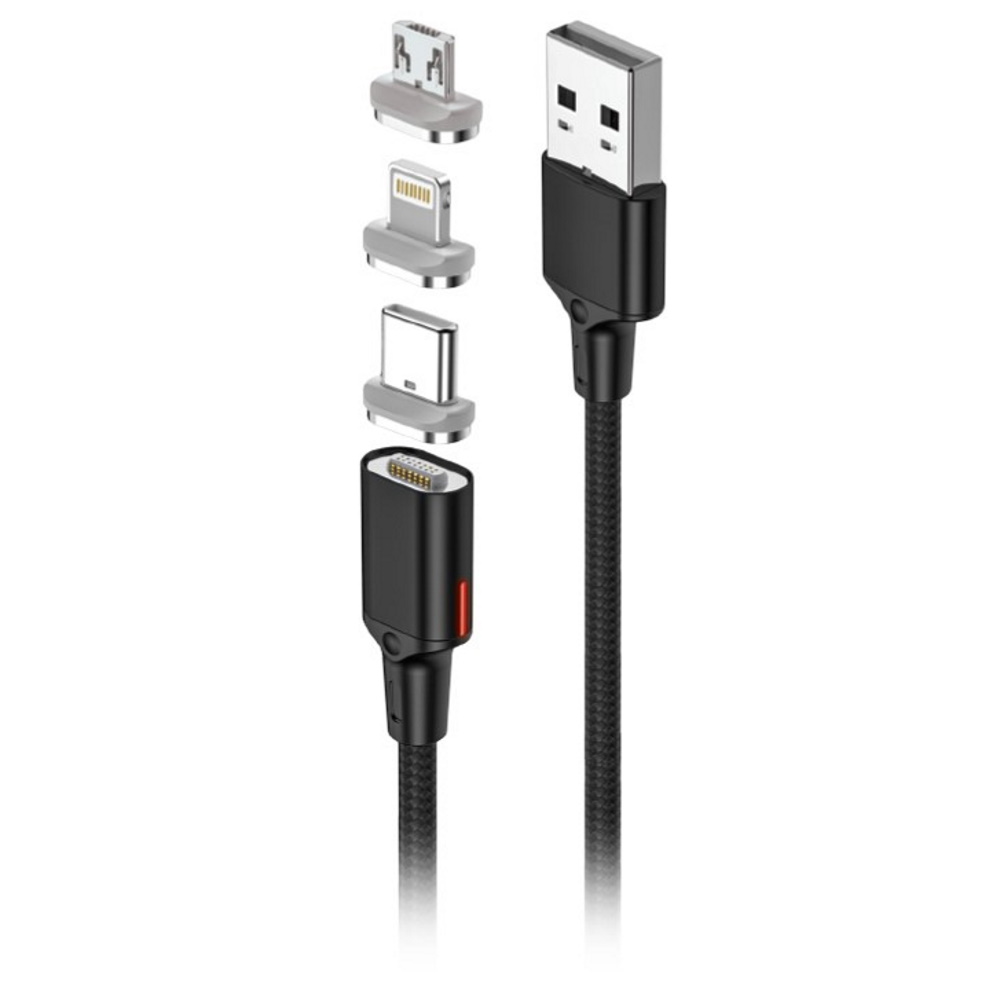 Forever Core kabel magnetyczny 3w1 USB - Lightning + USB-C + microUSB 1,0 m czarny 20W z przesy�em danych