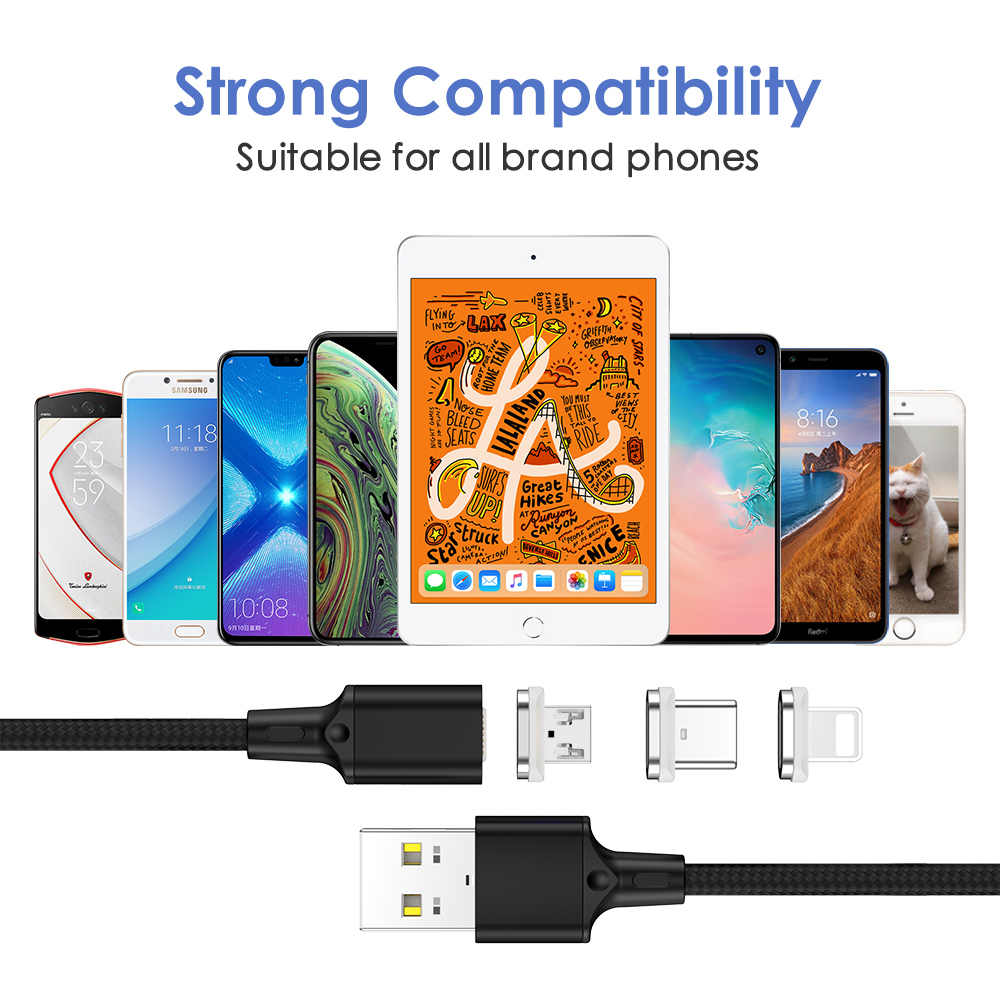 Forever Core kabel magnetyczny 3w1 USB - Lightning + USB-C + microUSB 1,0 m czarny 20W z przesy�em danych / 7