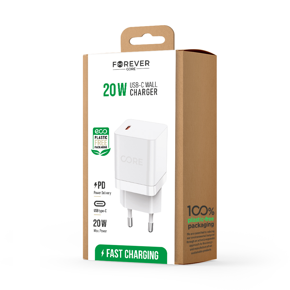 Forever CORE �adowarka sieciowa PD SMART 1x USB-C 20W bia�a / 2