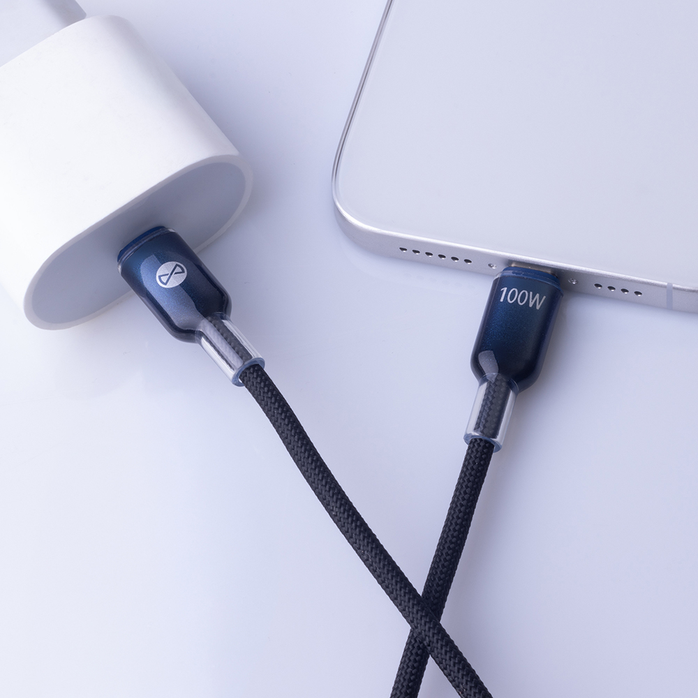 Forever kabel Ombre USB-C - USB-C 1,0 m 100W czarny / 4