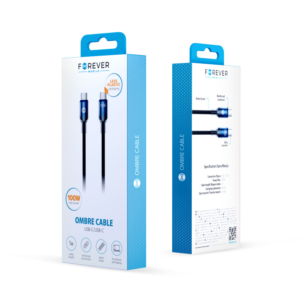 Forever kabel Ombre USB-C - USB-C 1,0 m 100W czarny / 6