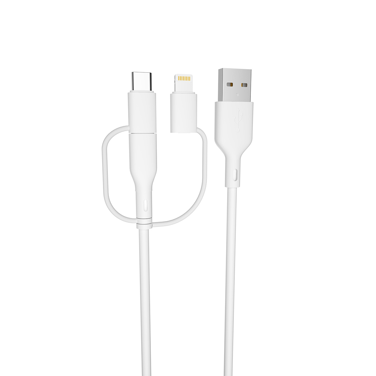 Forever kabel recycling 3w1 1,5m 2,4A USB-A - USB-C +microUSB+ Lightning KR3W1-00 bia�y / 2