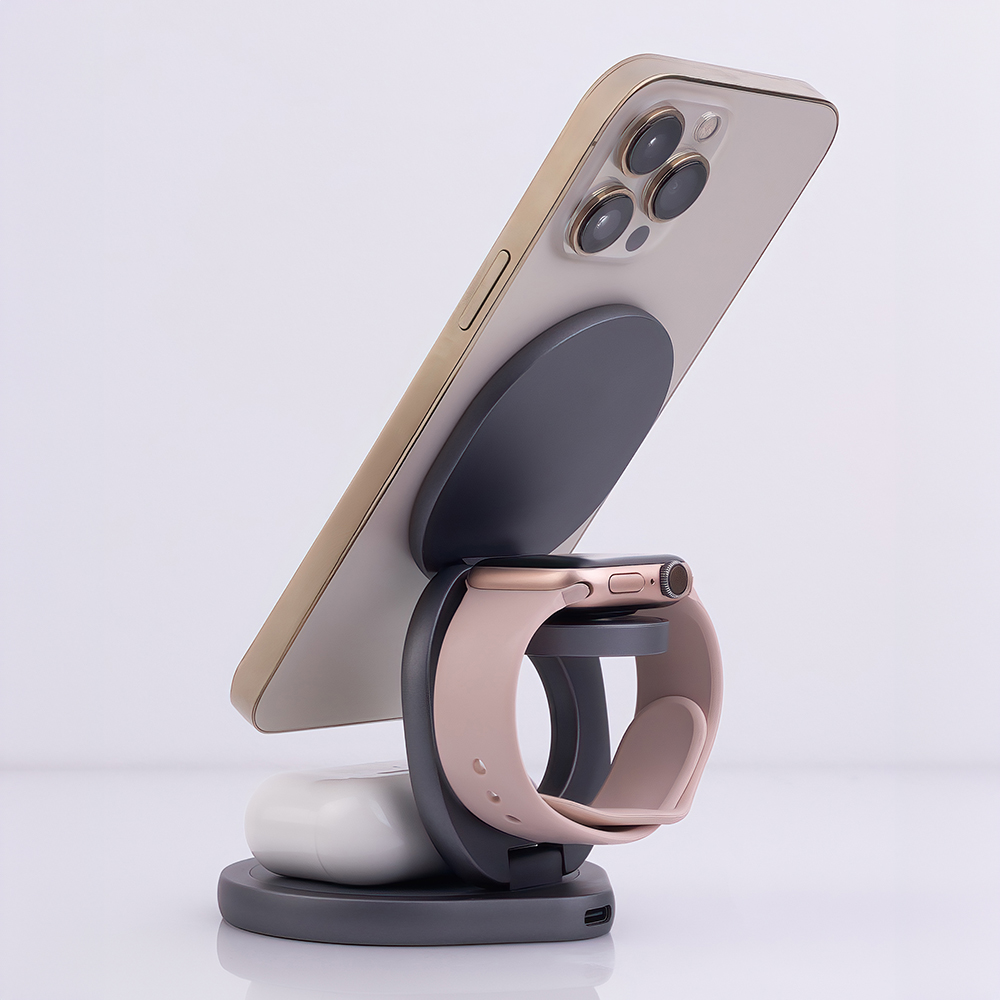 Forever �adowarka bezprzewodowa magnetyczna MAWC-200 15W szara 3w1 / 4