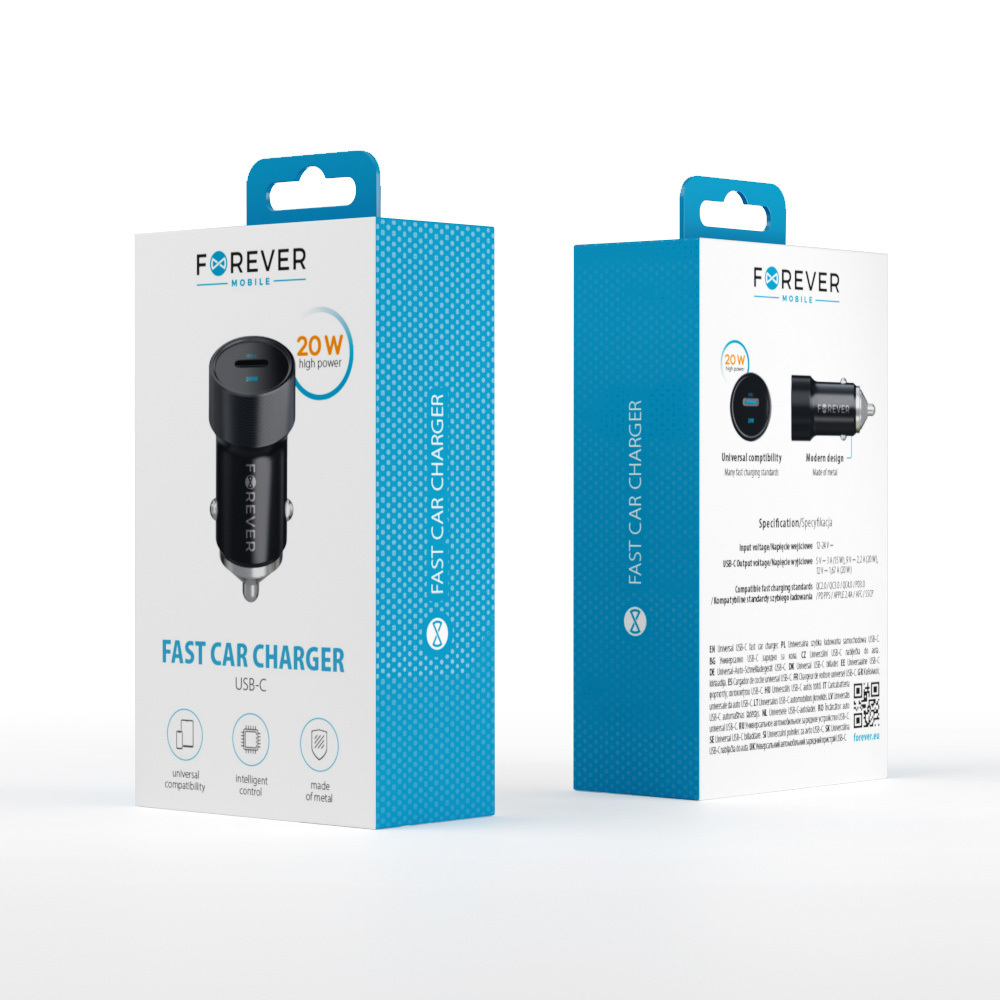 Forever �adowarka samochodowa PD3.0 CC-06 1x USB-C 20W czarna / 7