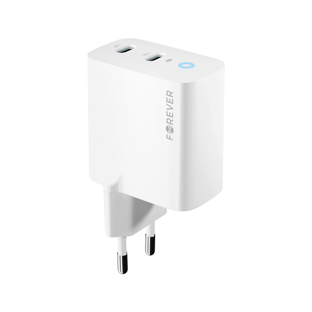 Forever �adowarka sieciowa GaN PD QC TC-06-40CC 2x USB-C 40W bia�a / 3