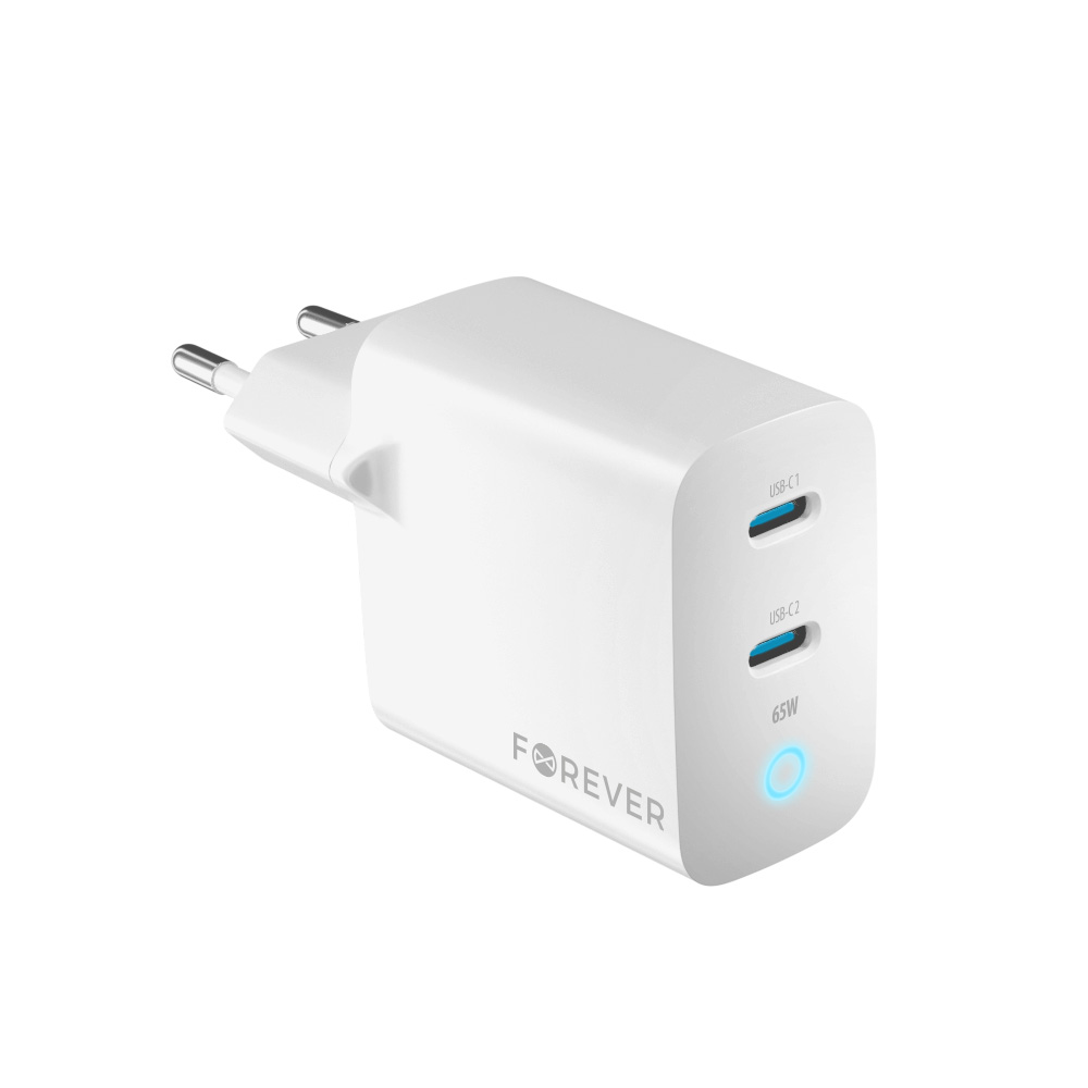 Forever �adowarka sieciowa GaN PD QC TC-06-65CC 2x USB-C 65W bia�a / 4