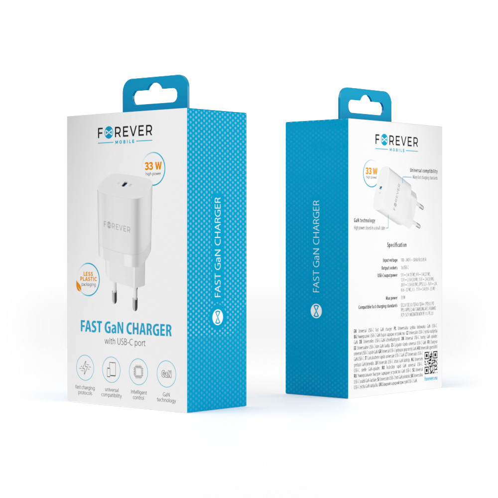 Forever �adowarka sieciowa GaN PD TC-05 1x USB-C 33 W bia�a / 3