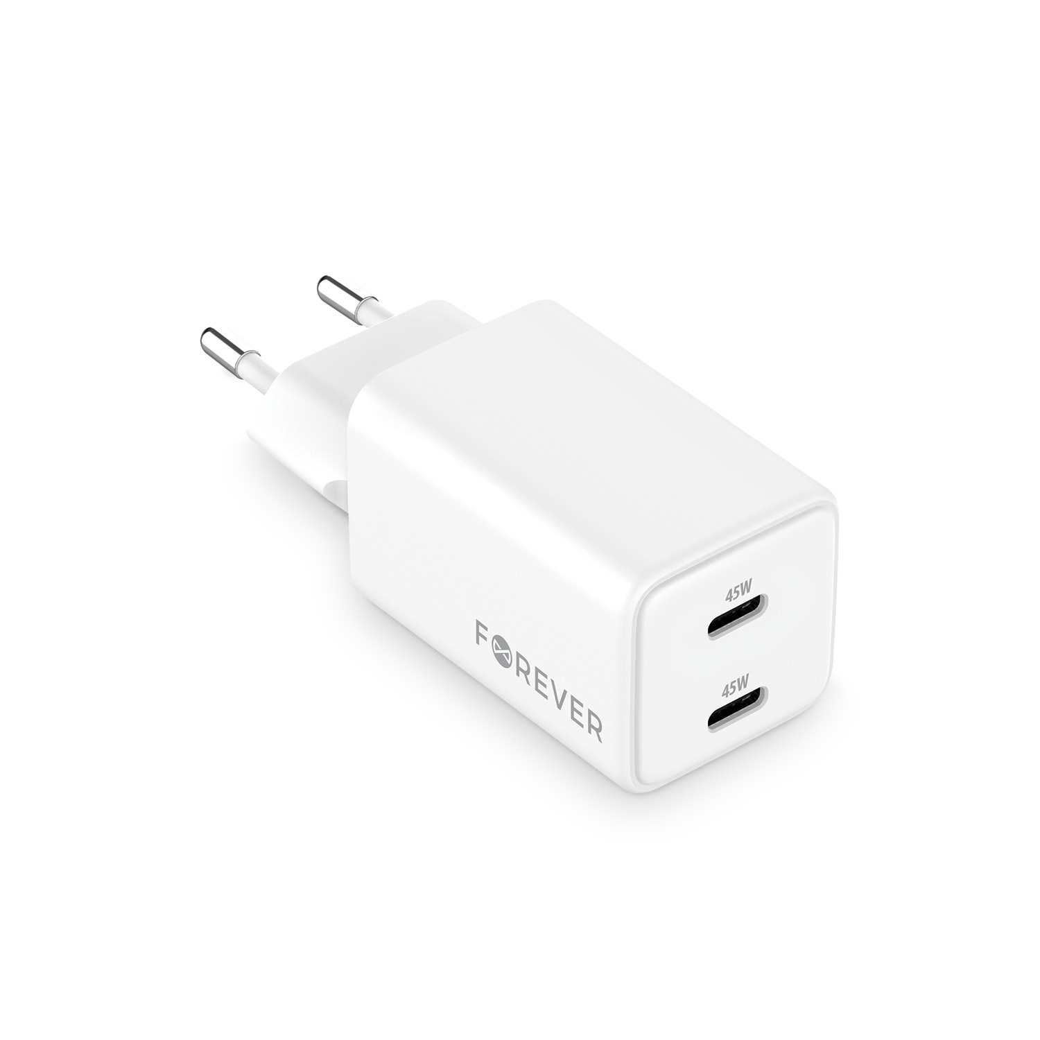 Forever �adowarka sieciowa GaN PD TC-08-45CC 2x USB-C 45W bia�a