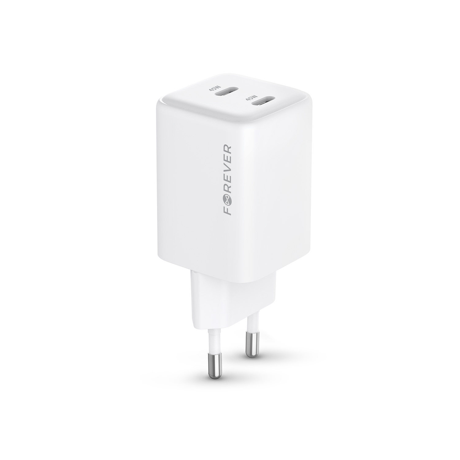 Forever �adowarka sieciowa GaN PD TC-08-45CC 2x USB-C 45W bia�a / 2