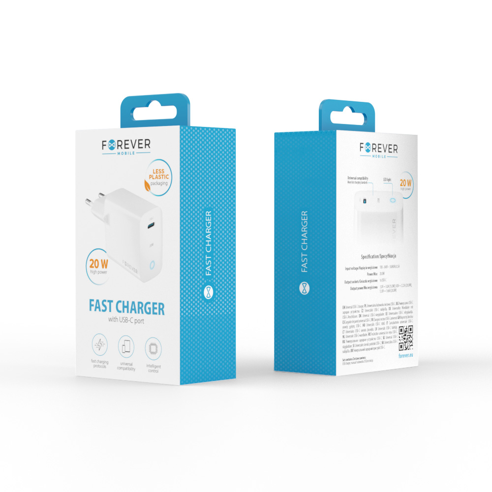 Forever �adowarka sieciowa PD QC TC-06-20C 1x USB-C 20W bia�a / 6