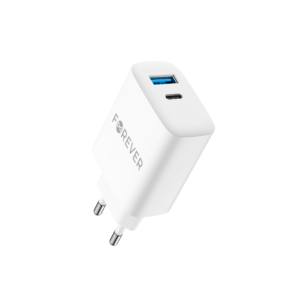 Forever �adowarka sieciowa PD QC TC-07 1x USB-C 1x USB 30W bia�a + kabel USB-C - USB-C 60W / 4