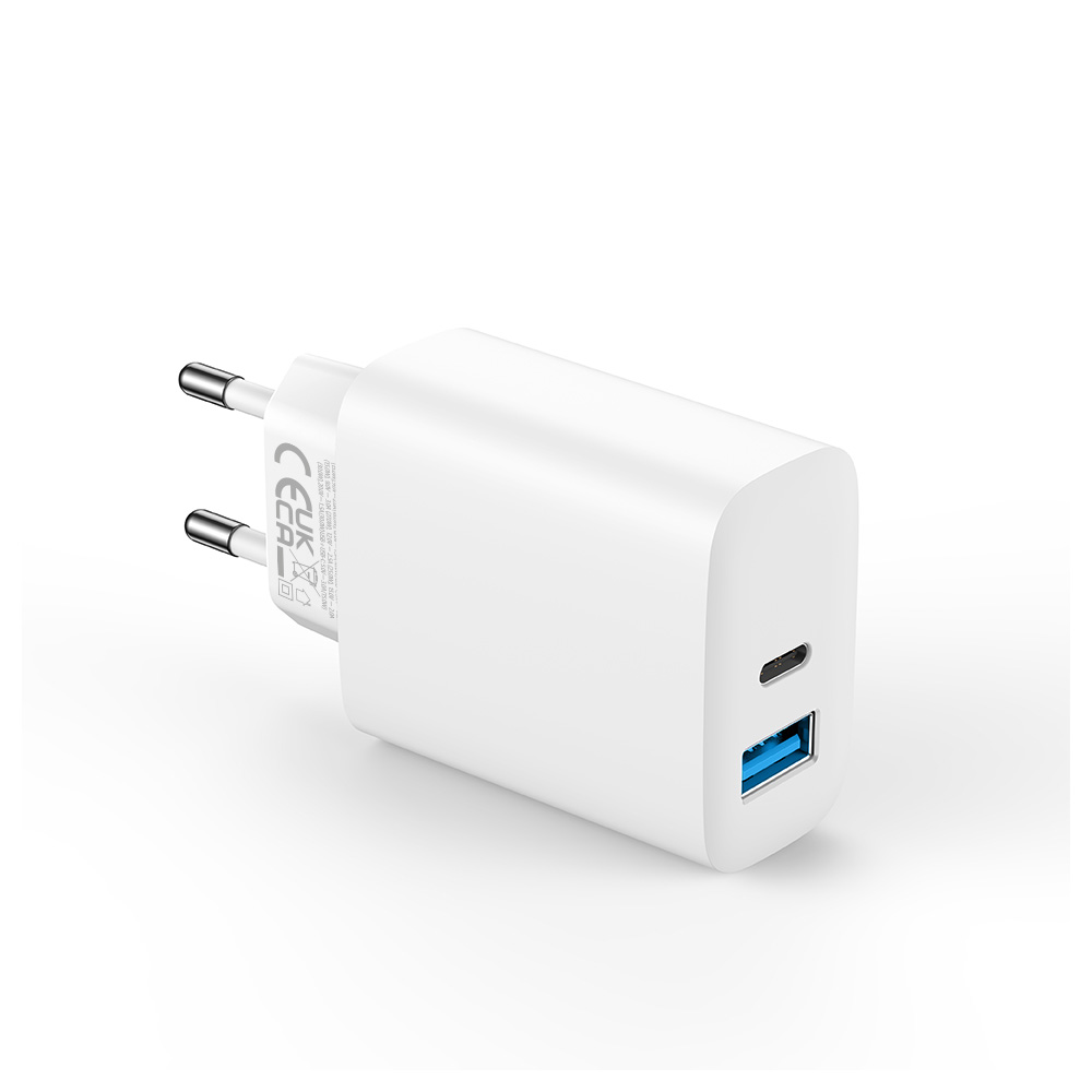 Forever �adowarka sieciowa PD QC TC-07 1x USB-C 1x USB 30W bia�a + kabel USB-C - USB-C 60W / 6