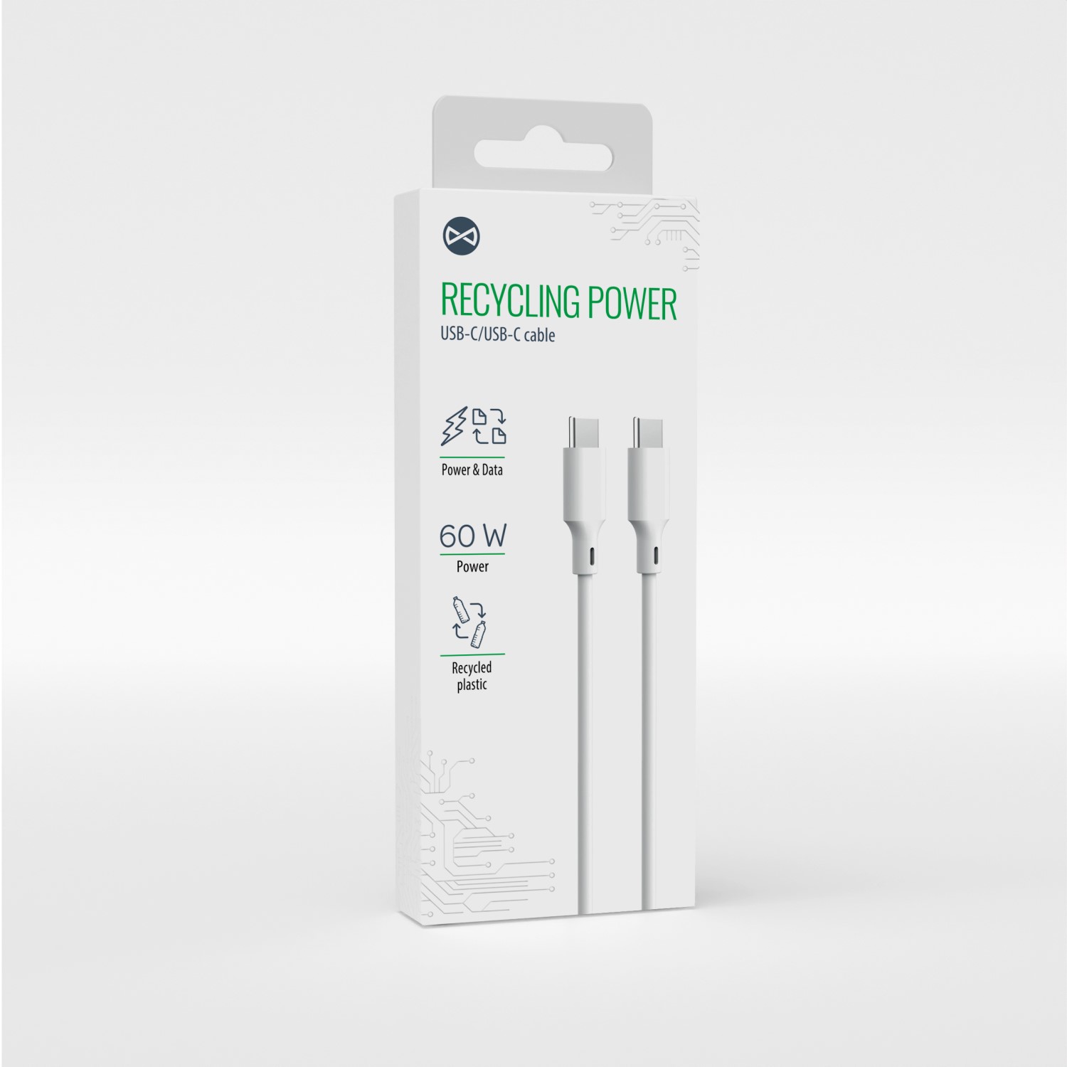 Forever recycling kabel USB-A - USB-C 1,5m 3A KR60-AC-00 bia�y / 5