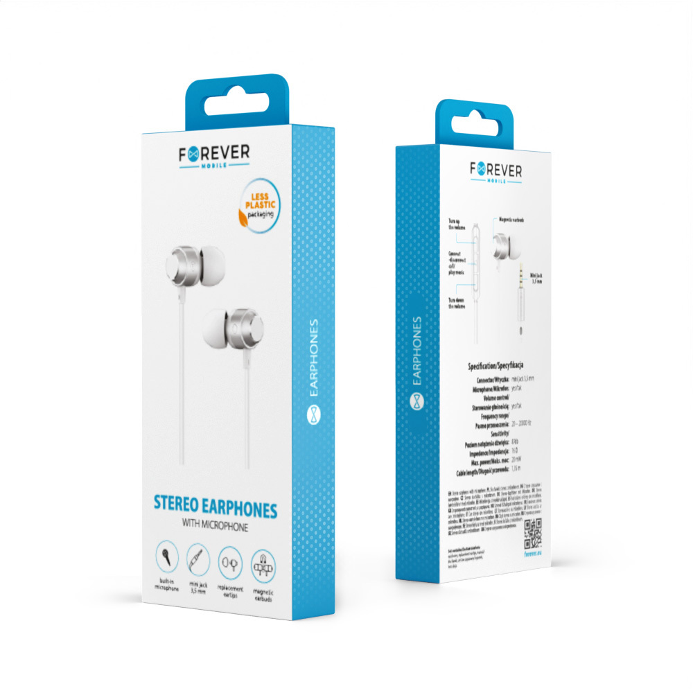 Forever s�uchawki przewodowe EP-01 dokana�owe jack 3,5mm bia�e / 2