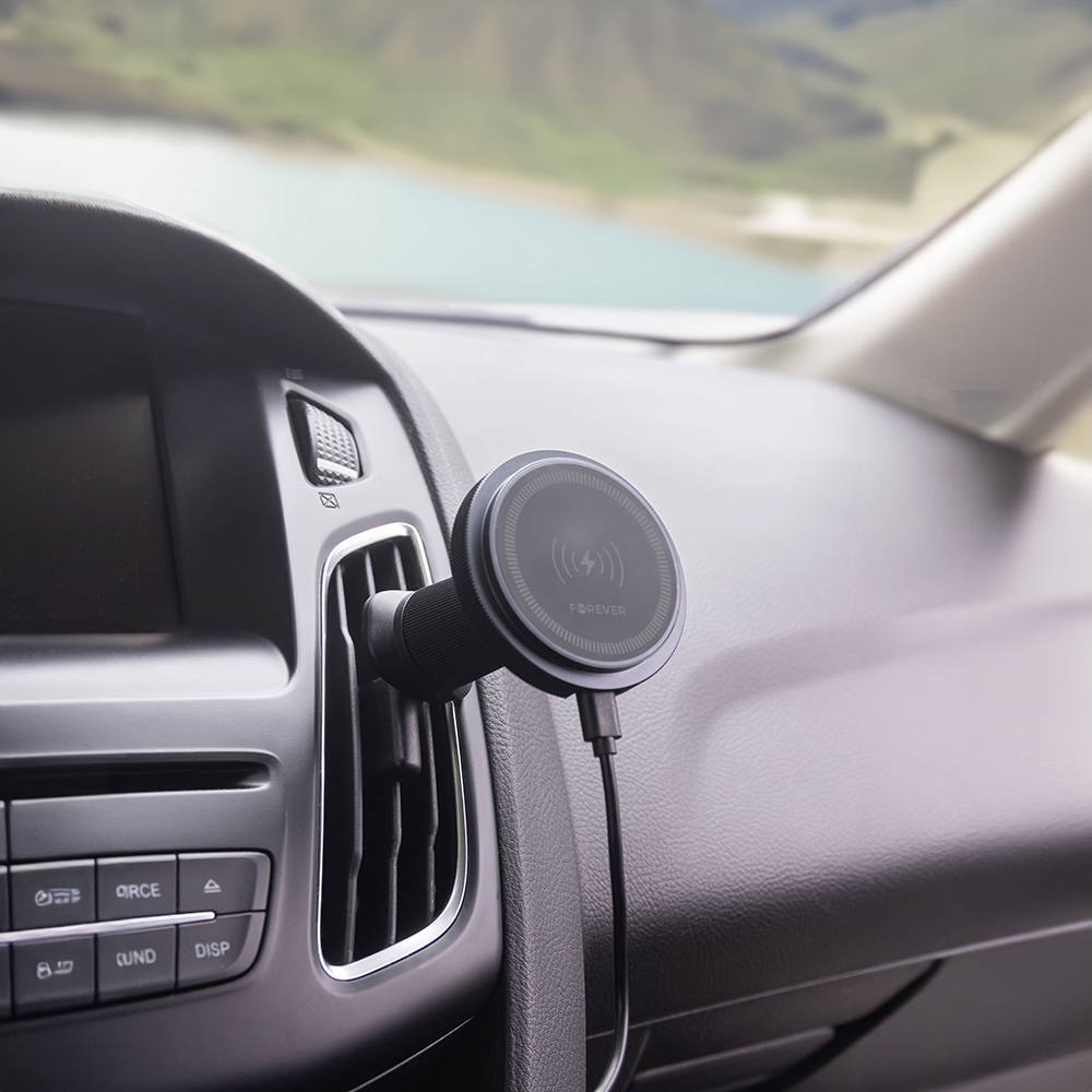 Forever uchwyt samochodowy do kratki MACH-200 magnetyczny z �adowaniem bezprzewodowym czarny 15W / 5