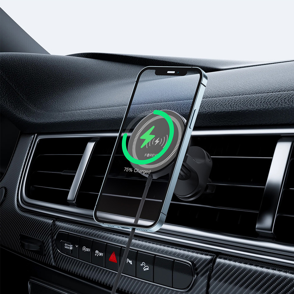 Forever uchwyt samochodowy do kratki MACH-300 magnetyczny z �adowaniem bezprzewodowym czarny Qi2 15W / 2