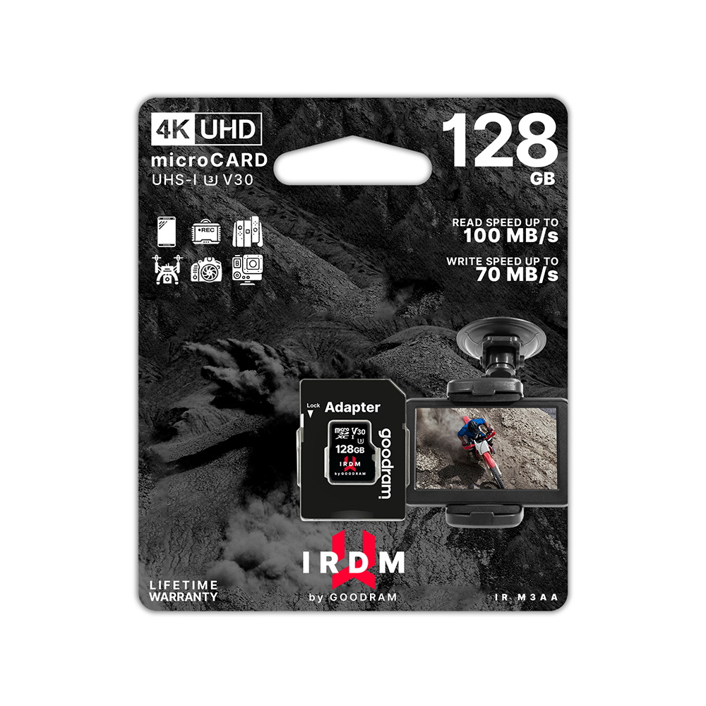 GoodRam karta pamici IRDM 128GB microSD UHS-I U3 V30 z adapterem