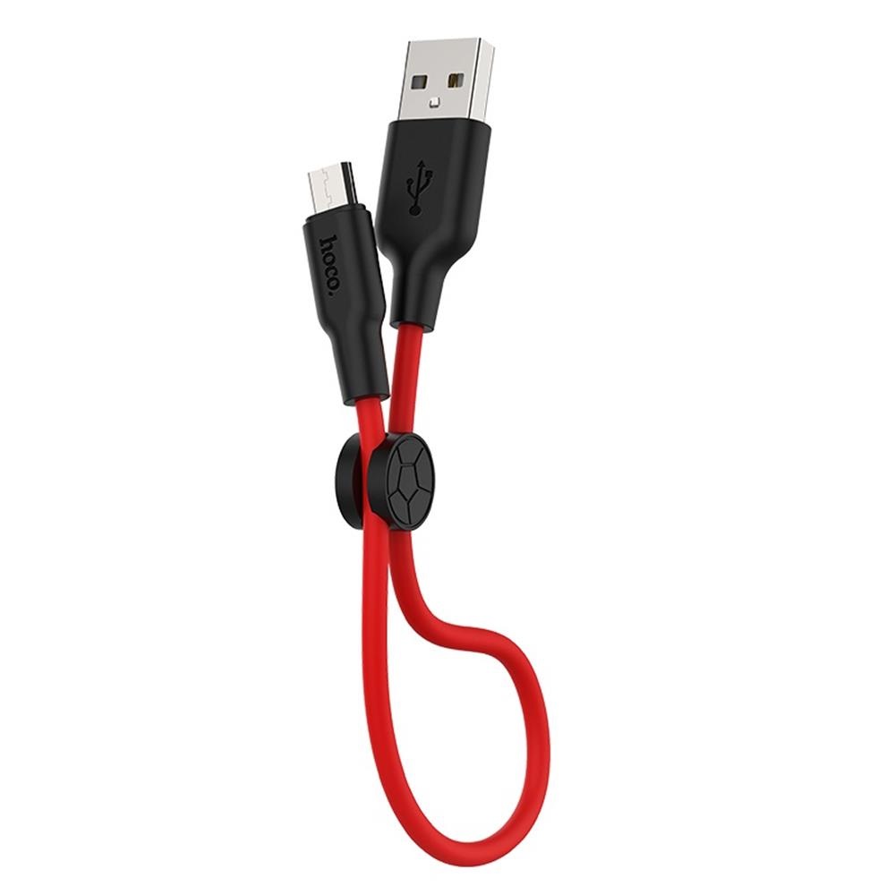 HOCO Kabel USB Silicone X21 micro czarno-czerwony 0,25m