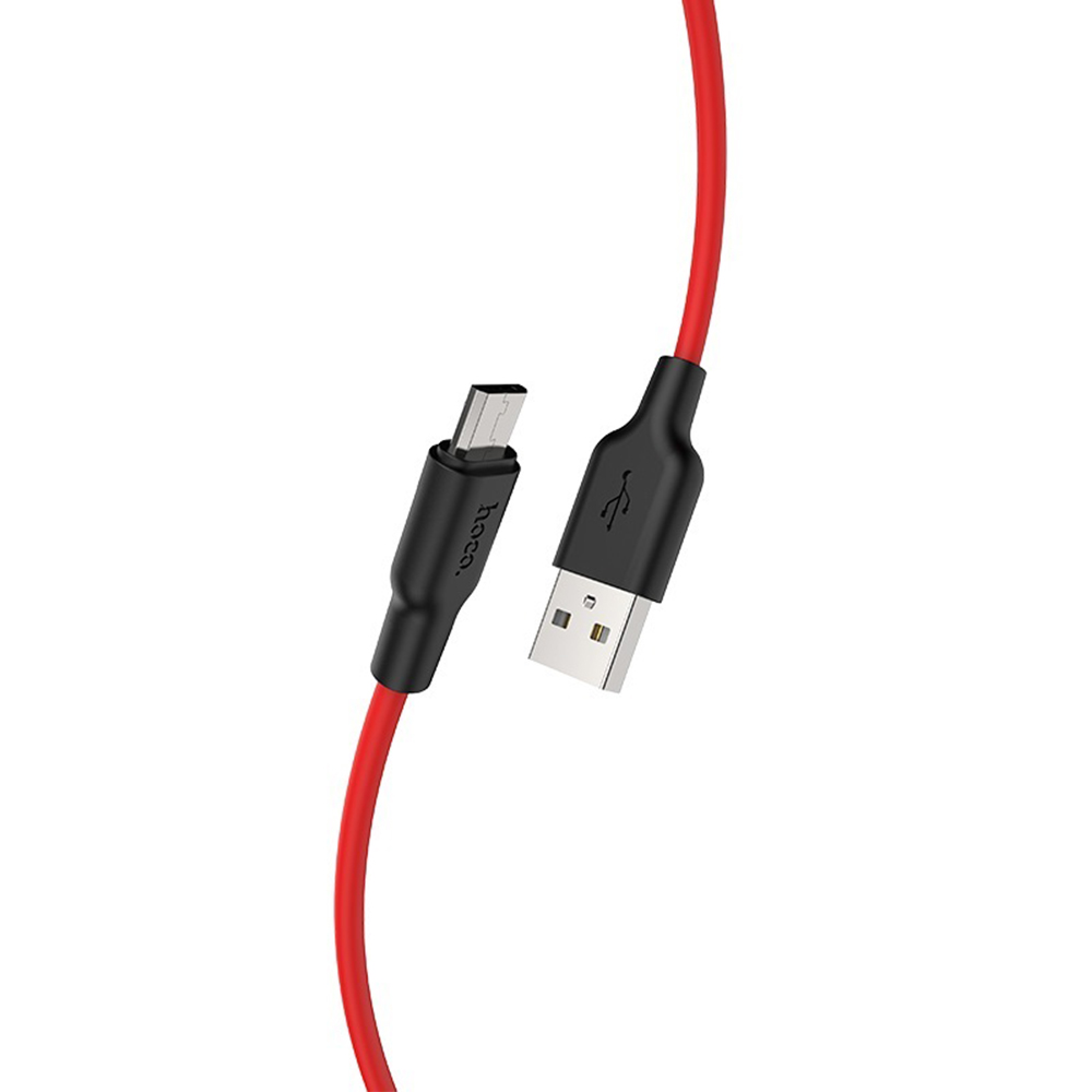 HOCO Kabel USB Silicone X21 micro czarno-czerwony 1m