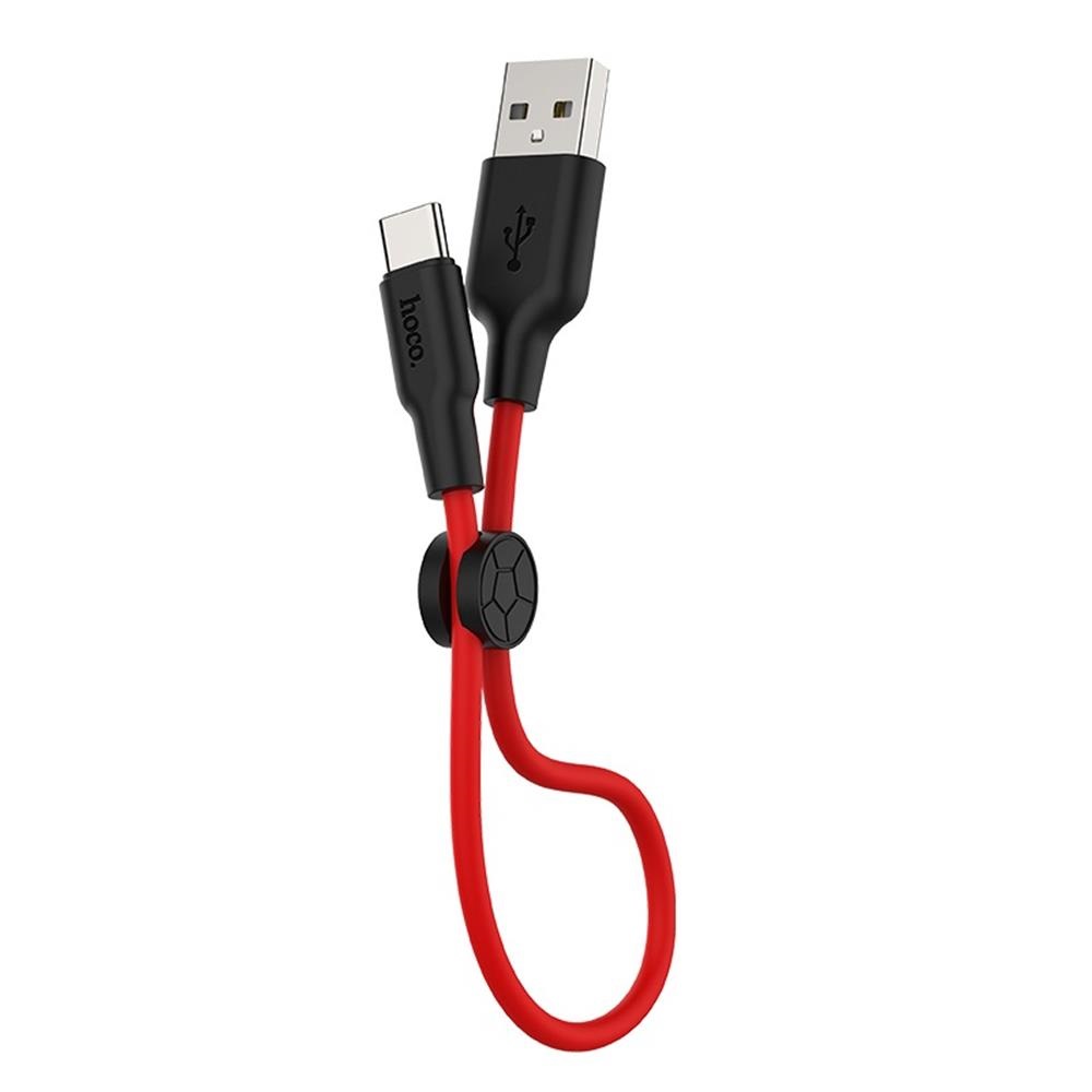 HOCO Kabel USB Silicone X21 typ-C czarno-czerwony 0,25m