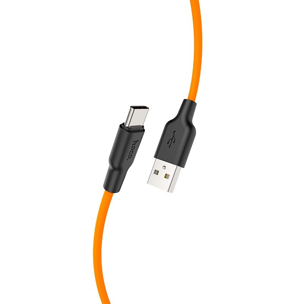 HOCO Kabel USB Silicone X21 typ-C czarno-pomara�czowy 1m