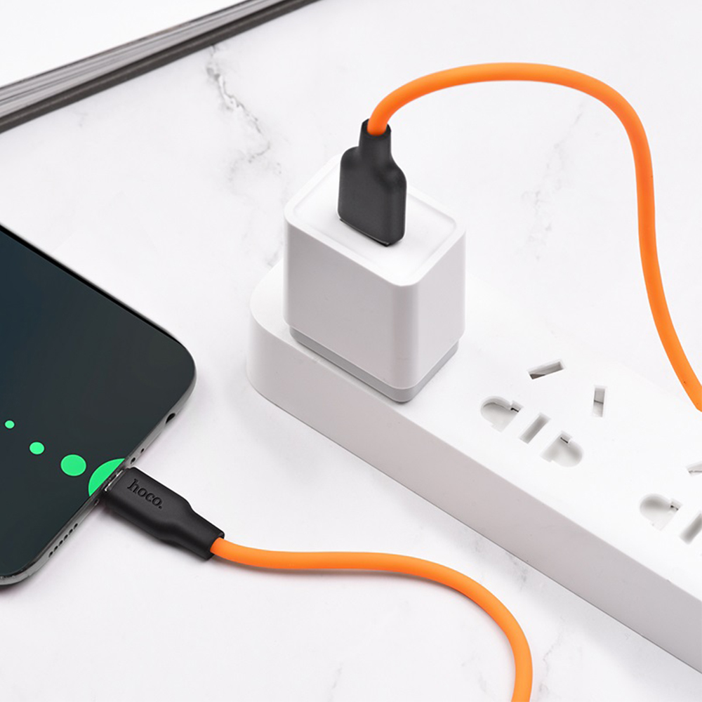 HOCO Kabel USB Silicone X21 typ-C czarno-pomara�czowy 2m / 2