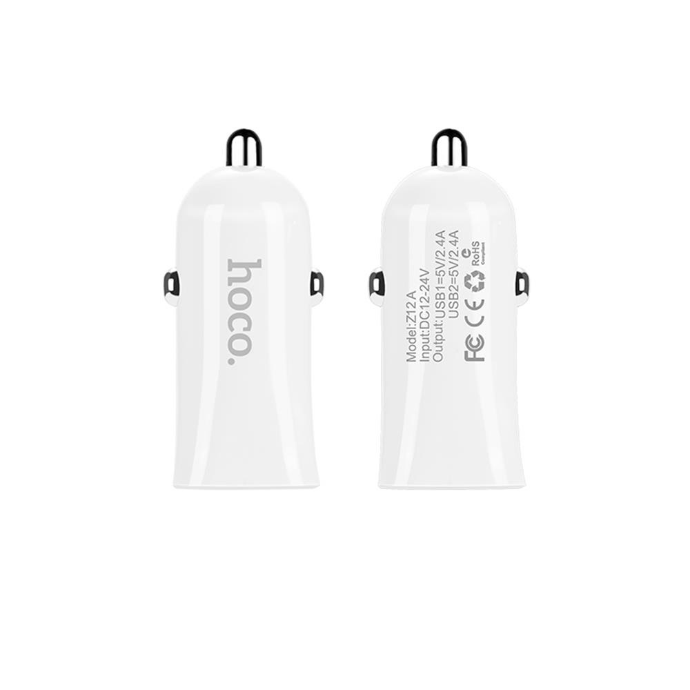 HOCO �adowarka samochodowa Z12 Elite bia�a 2USB 2,4A