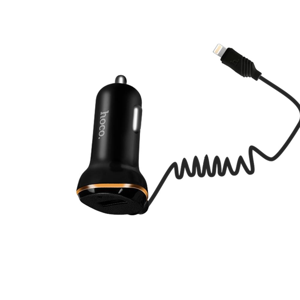 HOCO �adowarka samochodowa Z14 plus kabel 8-pin czarna 1USB 3,4A