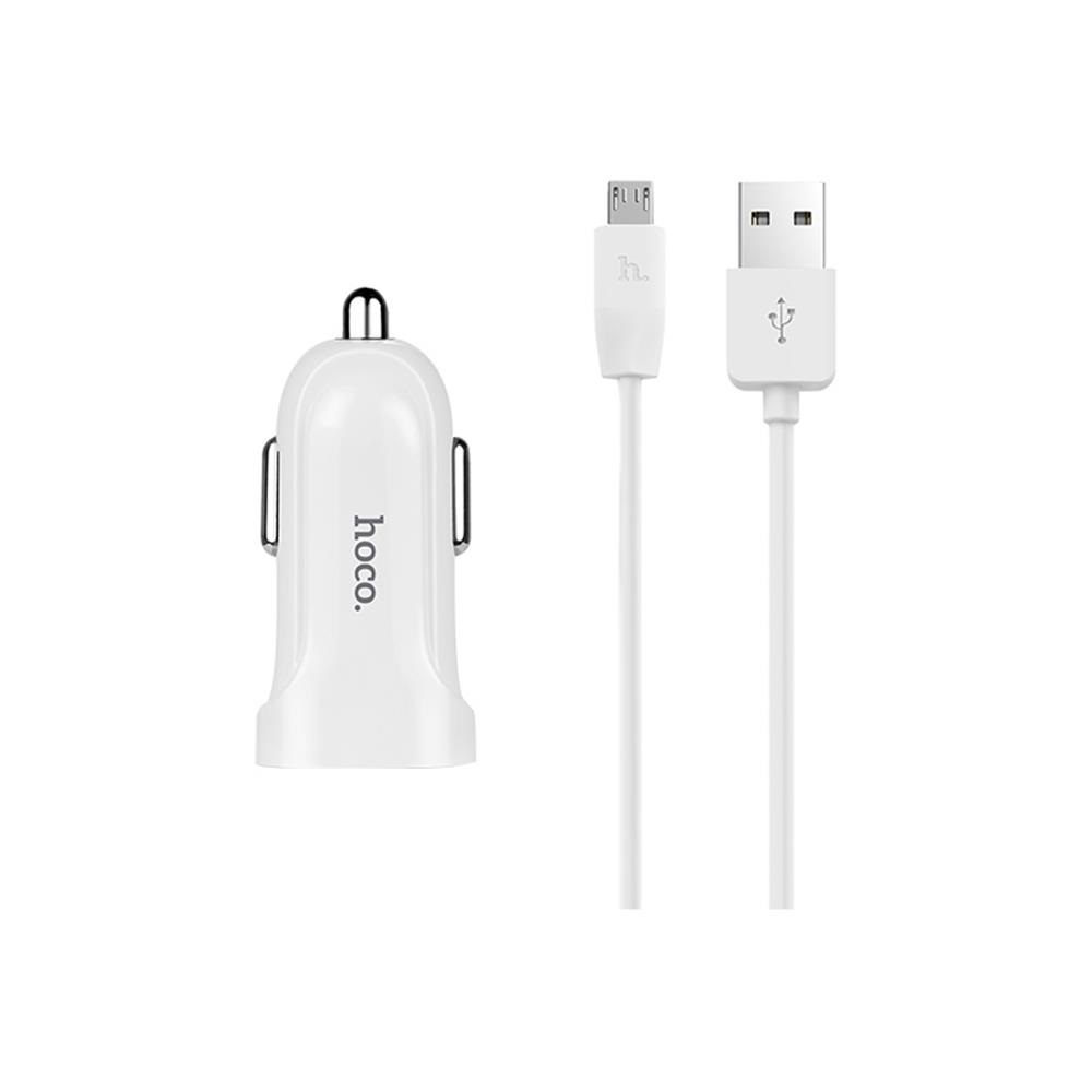 HOCO �adowarka samochodowa Z2 plus kabel micro bia�a 1USB 1,5A