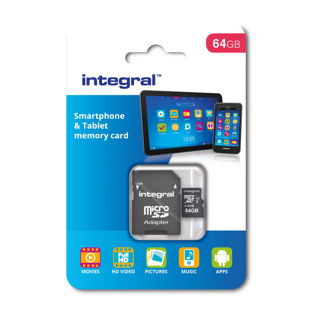 Integral karta pami�ci 64GB  microSDHC/XC Class 10 UHS-I U1 Smartphone and Tablet