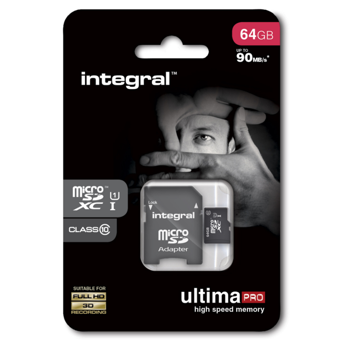 Integral karta pamici microSDXC Ultima PRO (64GB | class 10 | UHS-I | 90 MB/s) + adapter