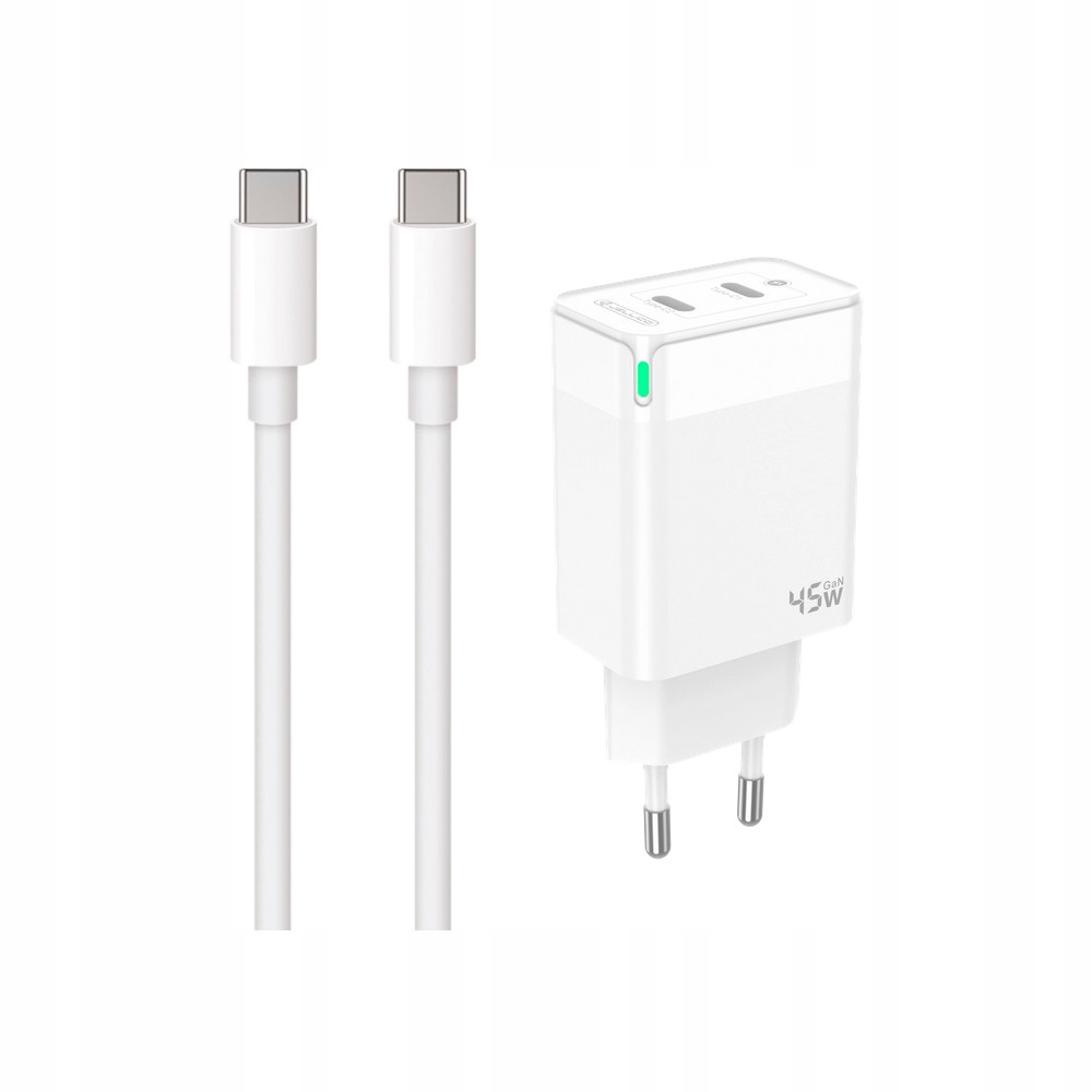 Szybka ładowarka 45W GaN PD 2 porty USB-C z kablem Samsung Galaxy A25 5G / 2 Szybka ładowarka 45W GaN PD 2 porty USB-C z kablem Samsung Galaxy A25 5G / 2