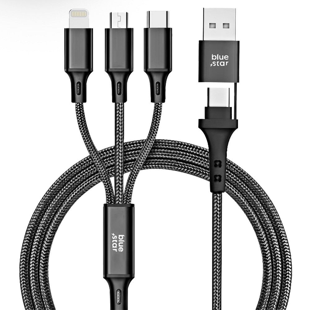 Kabel 4w1 Cafule Blue Star 12W 2,4A USB-C USB-A 1,2m czarny myPhone Hammer 4 Plus Kabel 4w1 Cafule Blue Star 12W 2,4A USB-C USB-A 1,2m czarny myPhone Hammer 4 Plus