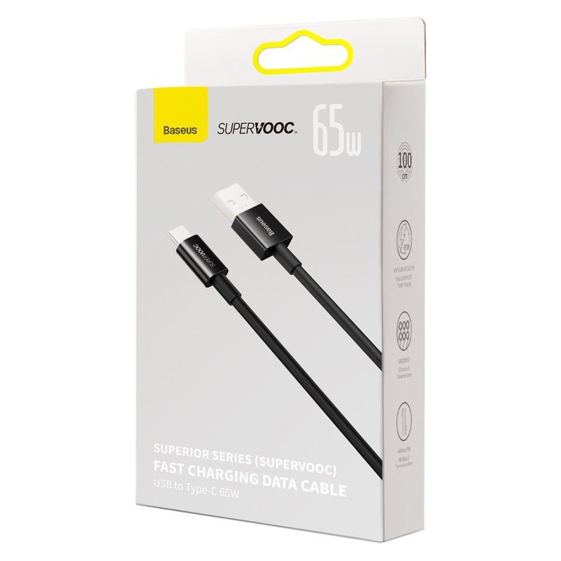 KABEL BASEUS SUPERIOR SERIES USB/USB-C 65W 1M BLACK / 4