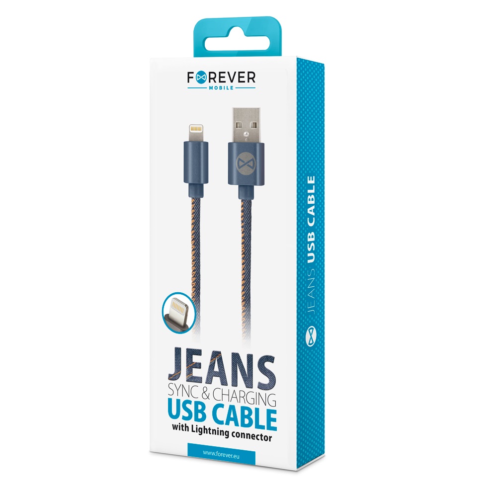 Kabel Forever do iPhone 8-PIN jeans 1m 2A / 2