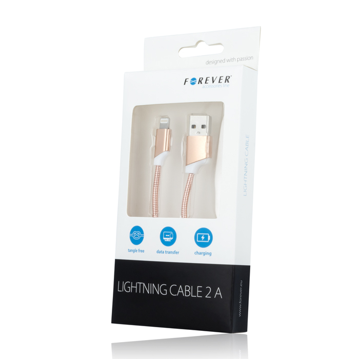 Kabel Forever do iPhone 8-PIN metalowy r�owo-z�oty / 2