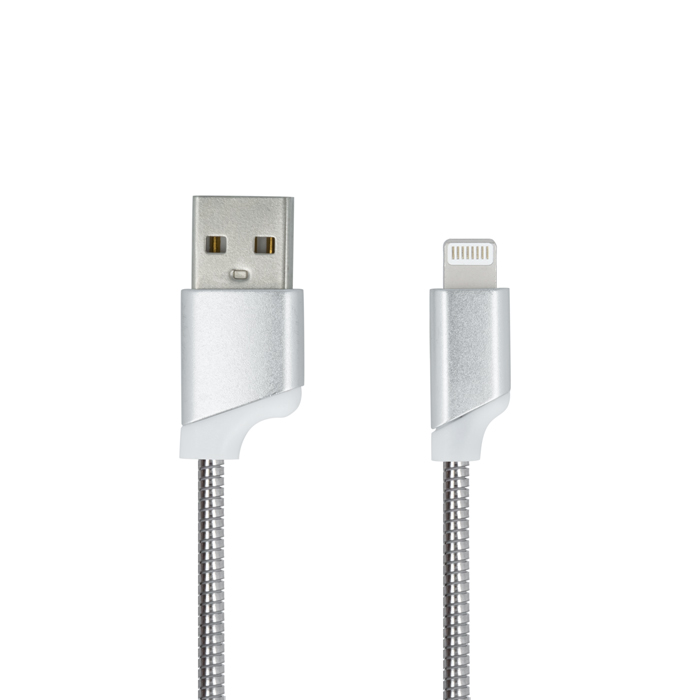 Kabel Forever do iPhone 8-PIN metalowy srebrny 1m 2A