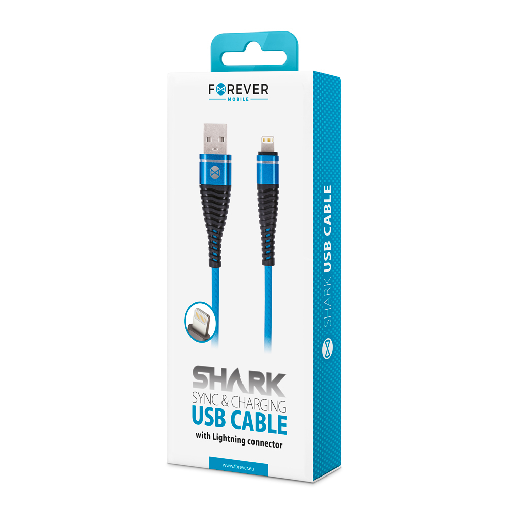 Kabel Forever do iPhone 8-PIN Shark niebieski 1m 2A / 2