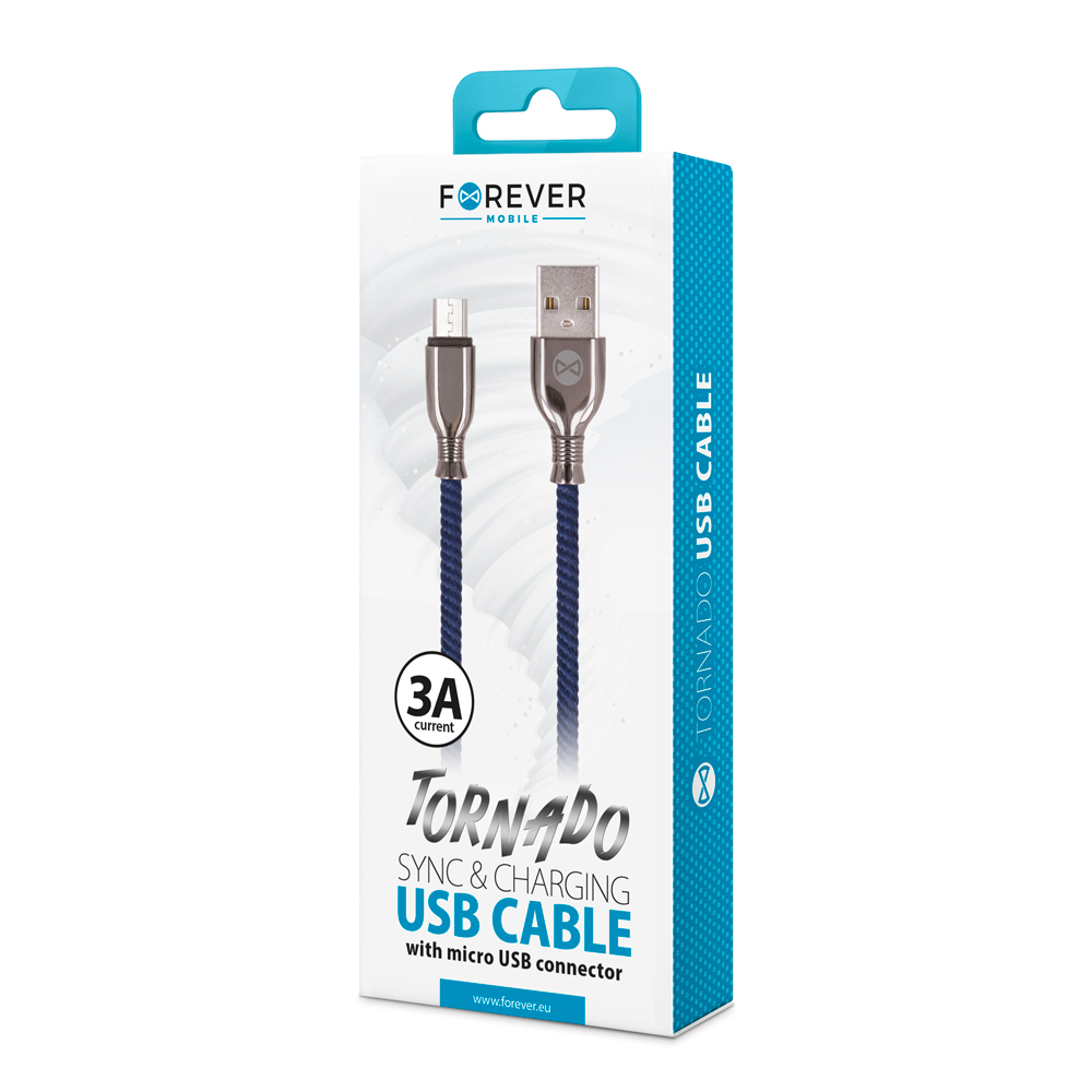 Kabel Forever micro-USB Tornado granatowy 1m 3A / 2