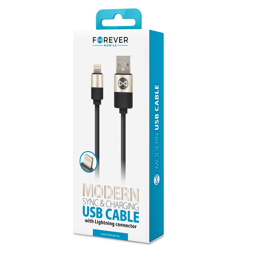 Kabel Forever USB do iPhone 8-PIN modern czarny 1m 2A / 2