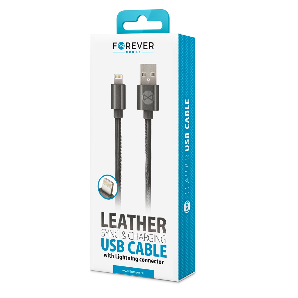 Kabel Forever USB do iPhone 8-PIN sk�ra czarny 1m 2A / 2