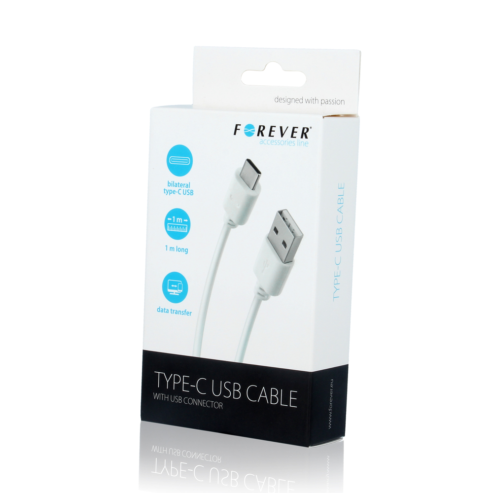 Kabel Forever USB typ-C bia�y 1m 2A / 2