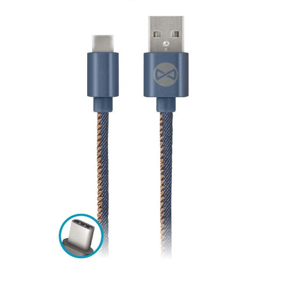 Kabel Forever USB typ-C jeans 1m 2A