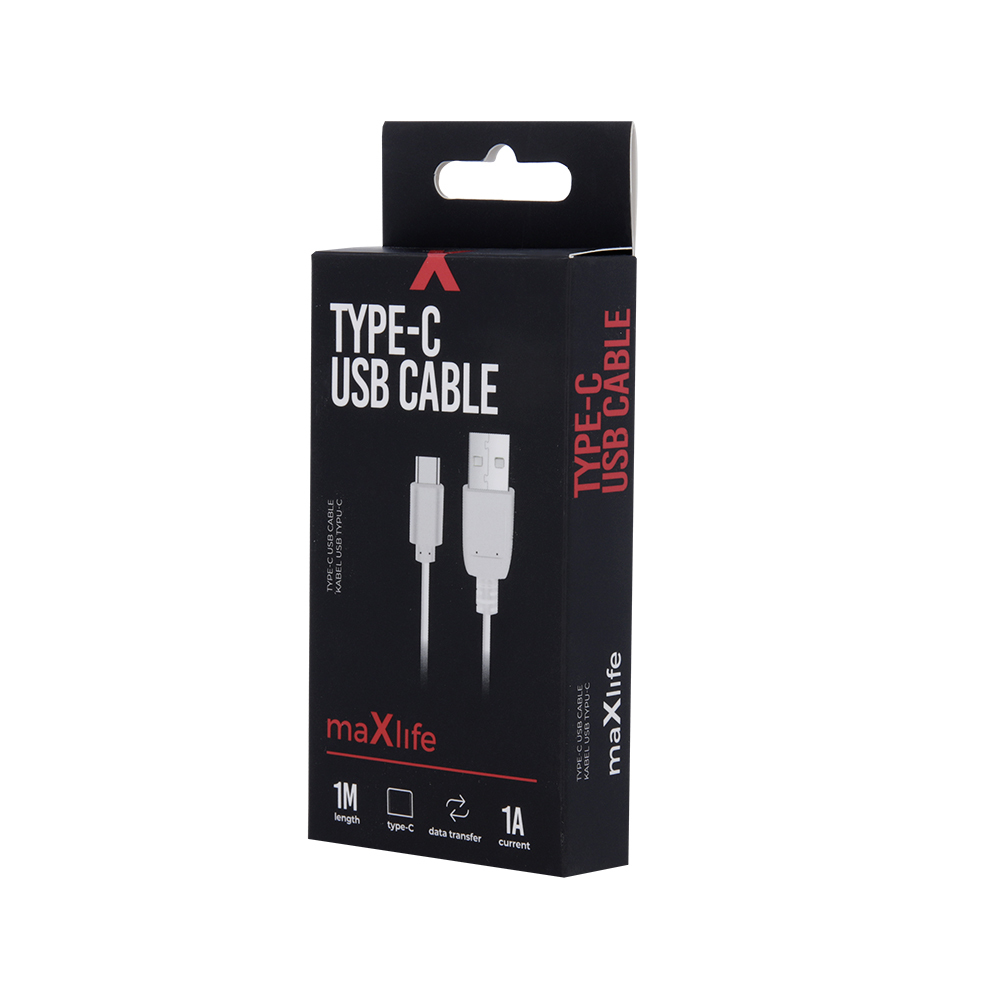 Kabel Maxlife Typ-C 1A 1m bia�y / 2