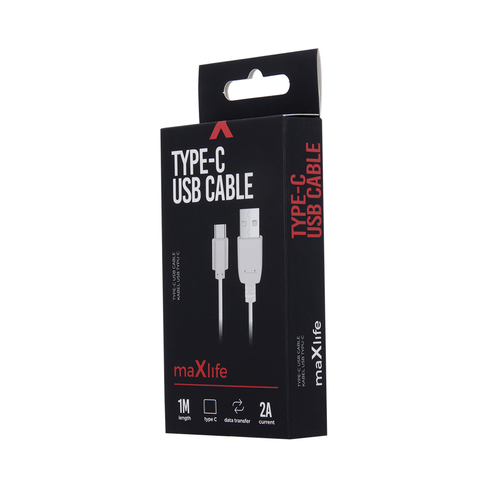 Kabel Maxlife Typ-C Fast Charge 2A 1m bia�y / 2