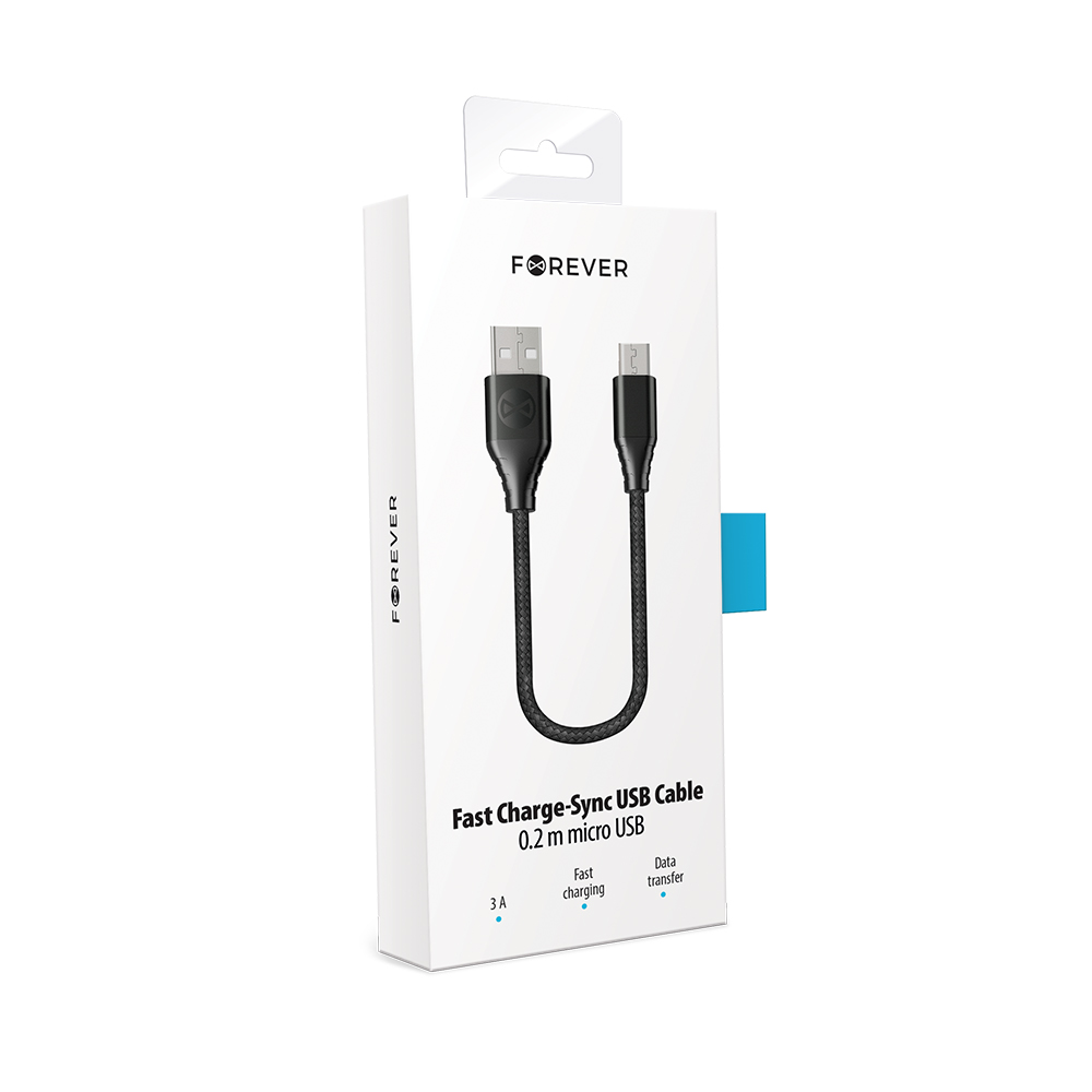 Kabel micro-USB Classic 3A 20cm czarny Core / 2