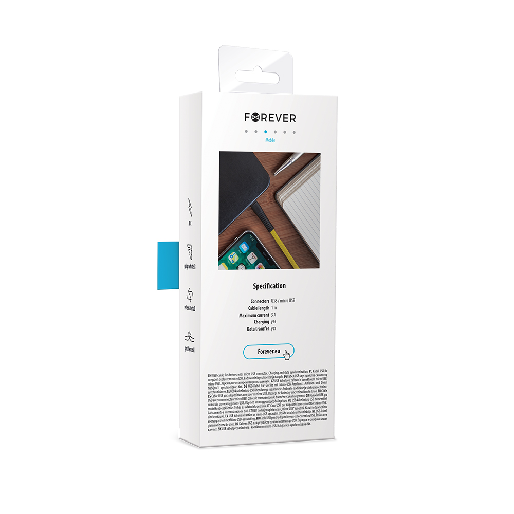 Kabel micro-USB Extreme 3A 1m czarno-��ty Core / 6