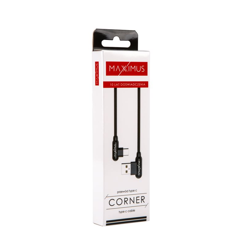 KABEL MX CORNER FAST CHARGE TYPE-C 2.4A / 1m, BLACK / CZARNY, K�TOWY / 3
