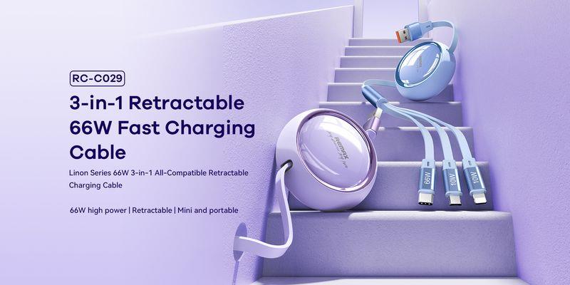 KABEL REMAX LINON SERIES 66W 3w1 USB-C/MICRO/LIGHTNING RC-C029 PURPLE / 2