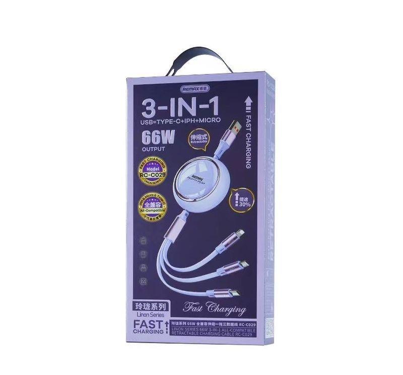 KABEL REMAX LINON SERIES 66W 3w1 USB-C/MICRO/LIGHTNING RC-C029 WHITE / 4